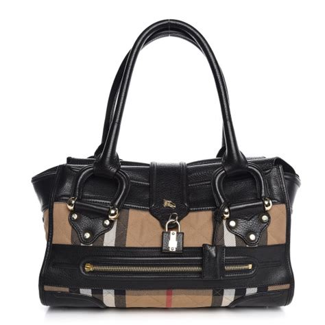 BURBERRY House Check Quilted Large Manor Tote Black